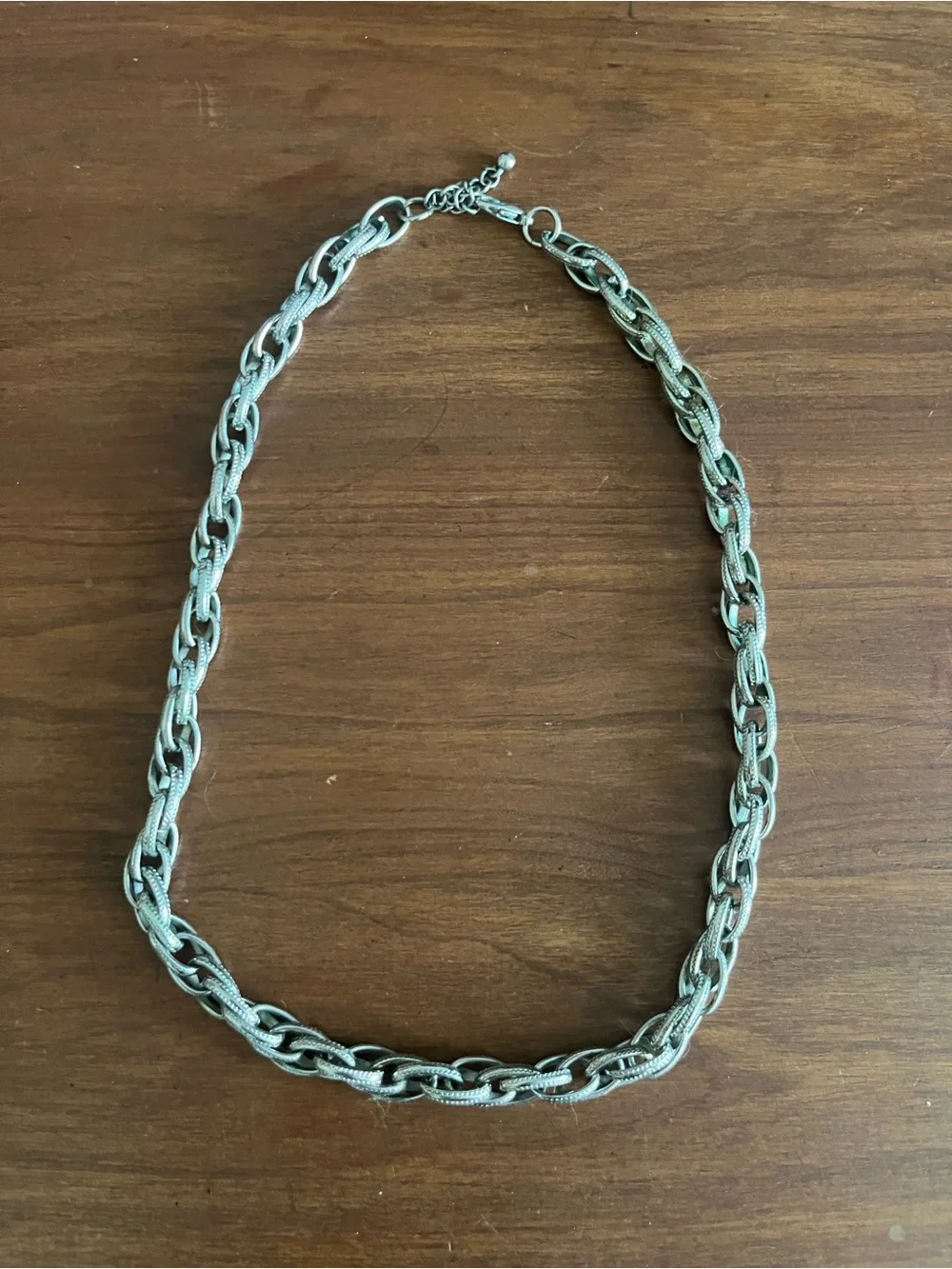 Vintage Silver Tone Chunky Chain Necklace | Textured Link Statement Necklace